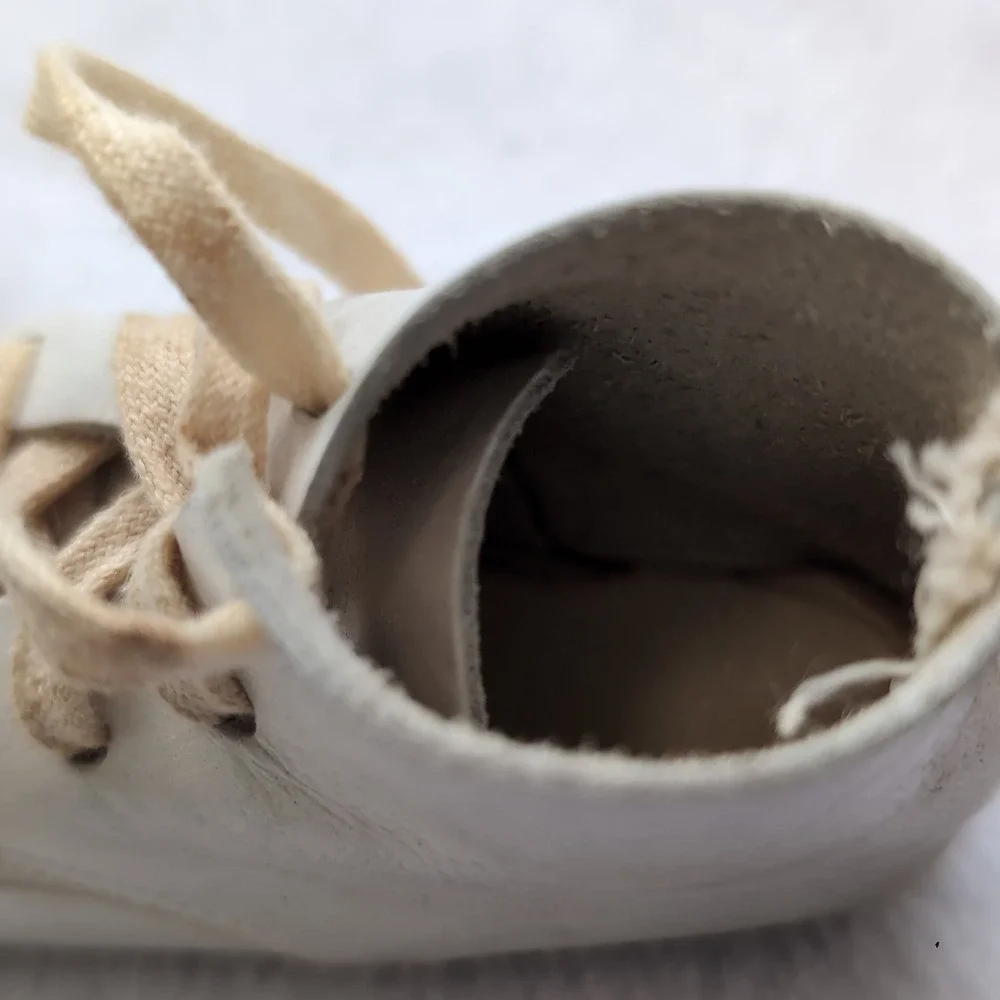 Antique White Leather Baby Shoes 4